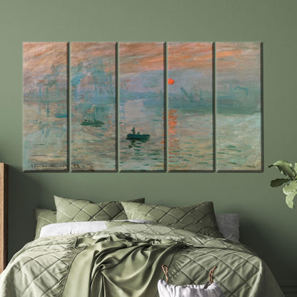Monet Sunrise Impressionist Harbor Painting Canvas Print