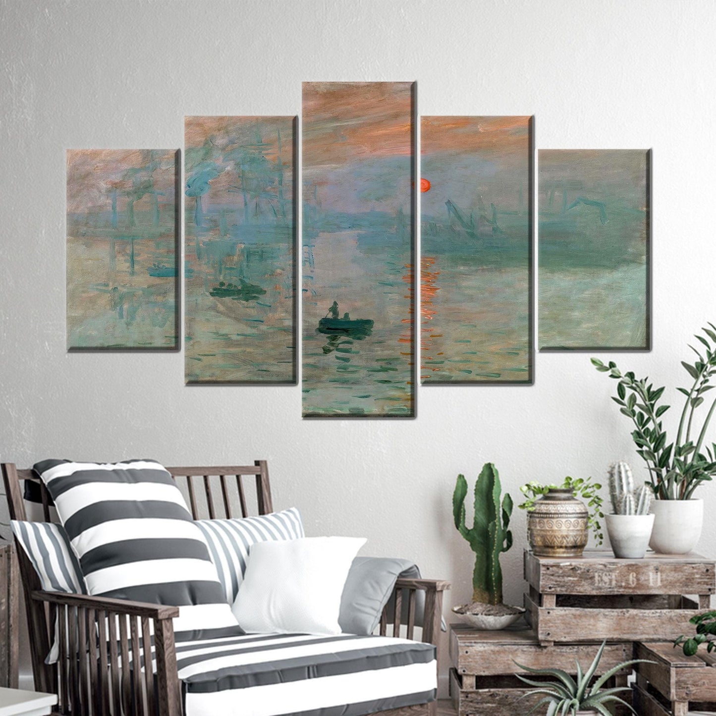 Monet Sunrise Impressionist Harbor Painting Canvas Print