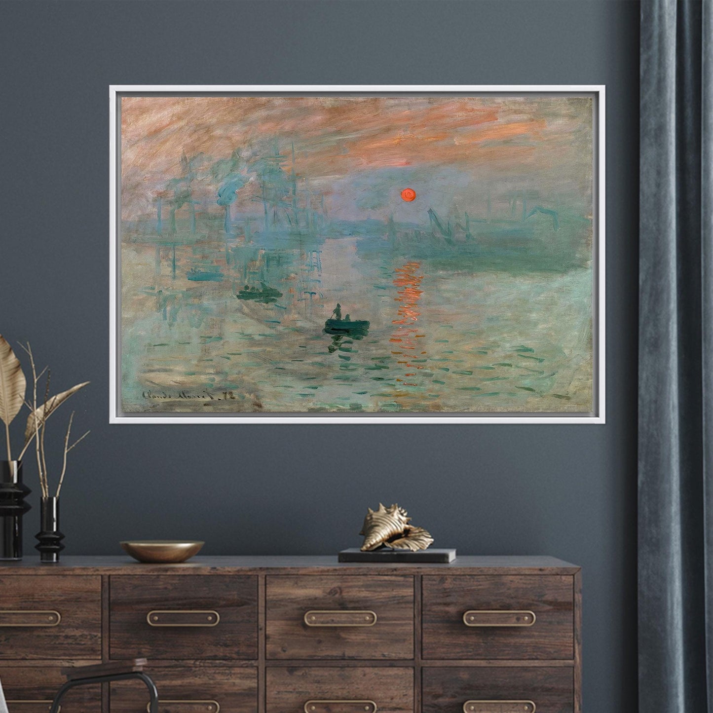 Monet Sunrise Impressionist Harbor Painting Canvas Print