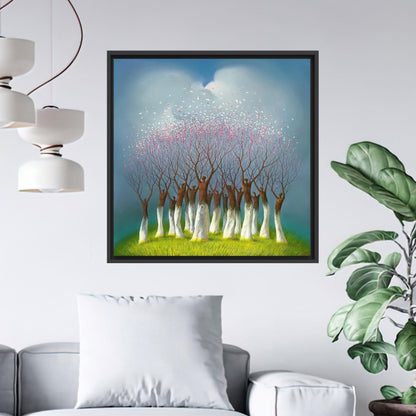 Whimsical Spring Nature Canvas Wall Art, Surreal Tree People Poster for Creative Home Decor