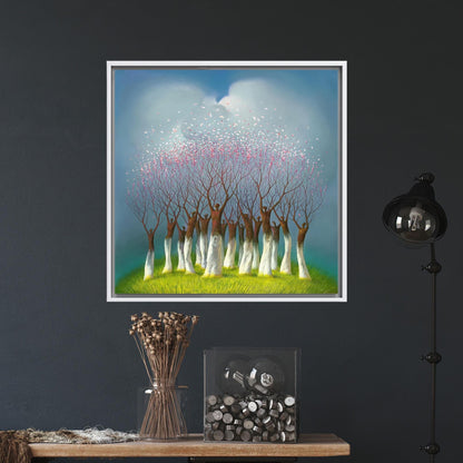Whimsical Spring Nature Canvas Wall Art, Surreal Tree People Poster for Creative Home Decor