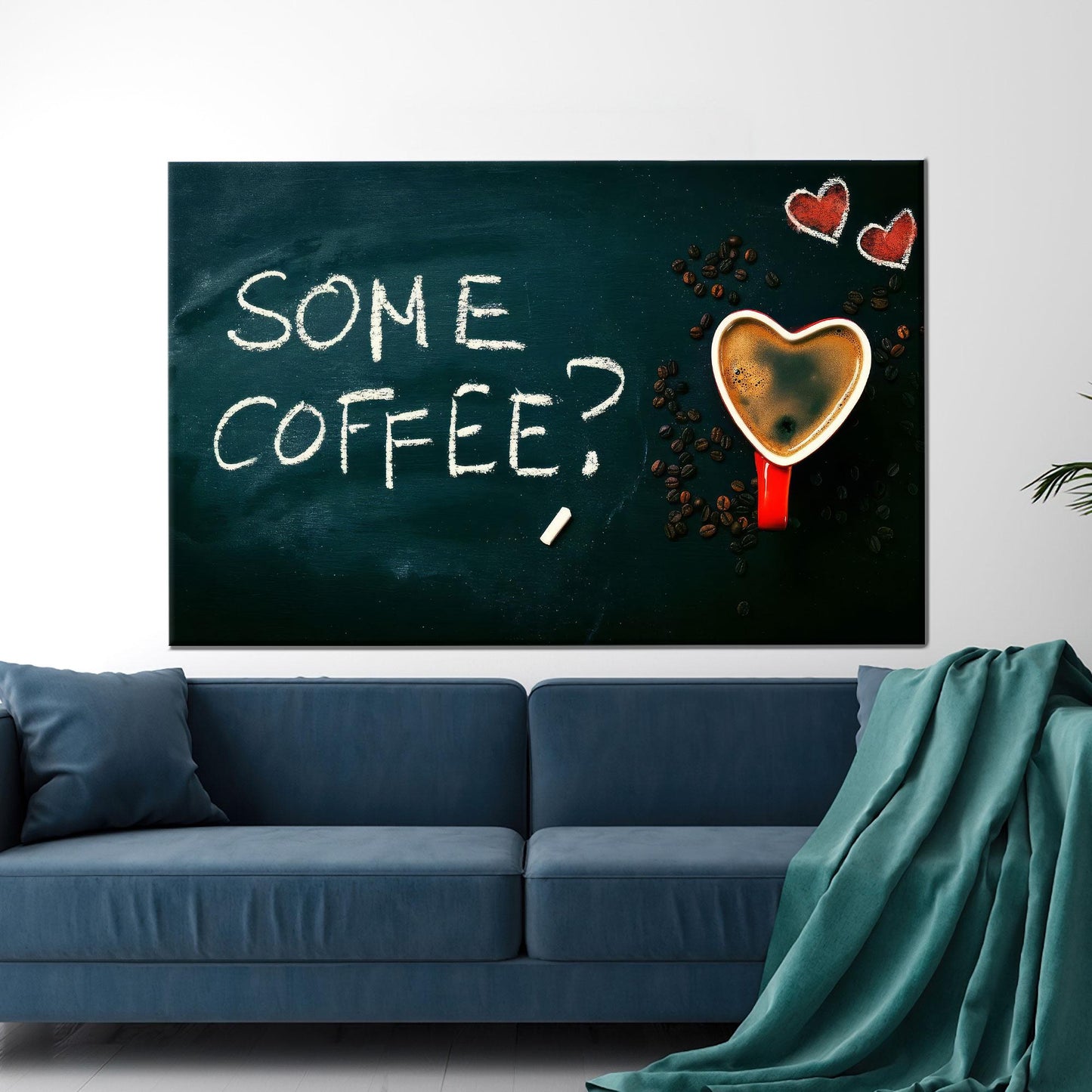 Coffee Quote Heart Cup Chalkboard Canvas Print