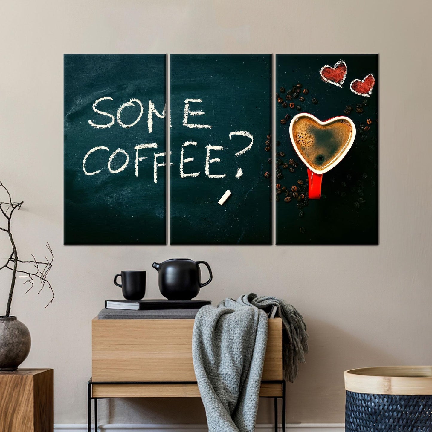 Coffee Quote Heart Cup Chalkboard Canvas Print