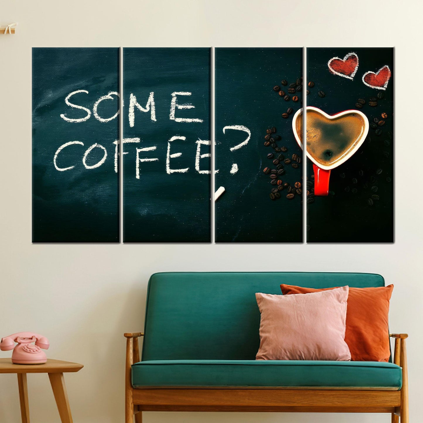 Coffee Quote Heart Cup Chalkboard Canvas Print