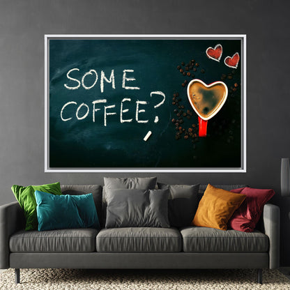 Coffee Quote Heart Cup Chalkboard Canvas Print