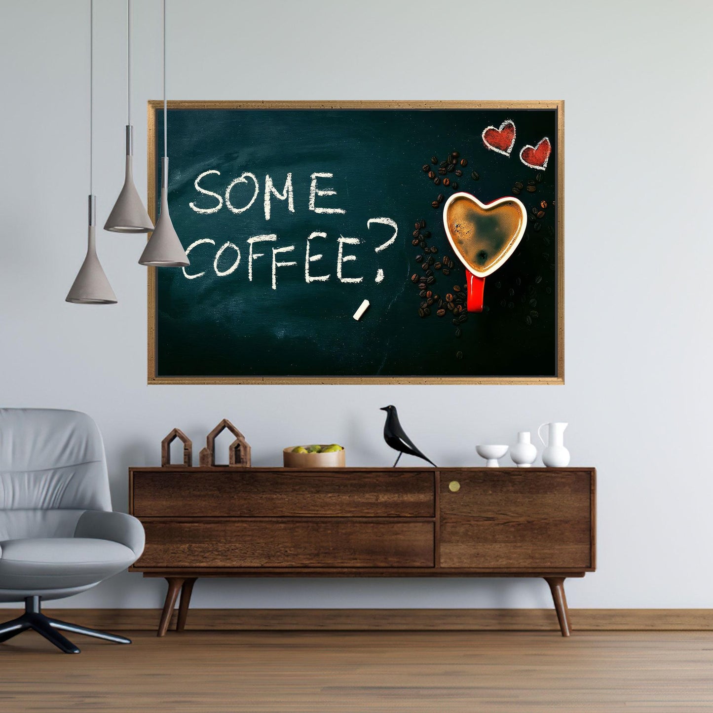 Coffee Quote Heart Cup Chalkboard Canvas Print