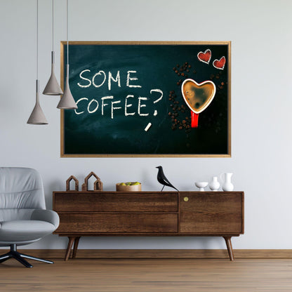Coffee Quote Heart Cup Chalkboard Canvas Print