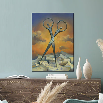 Surreal Scissors Dancing Tools Letters Canvas Print