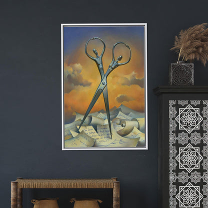 Surreal Scissors Dancing Tools Letters Canvas Print