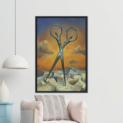 Surreal Scissors Dancing Tools Letters Canvas Print