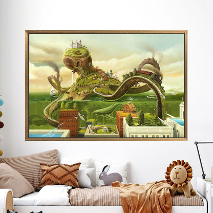 Surreal Train Journey Fantasy Landscape Canvas Print
