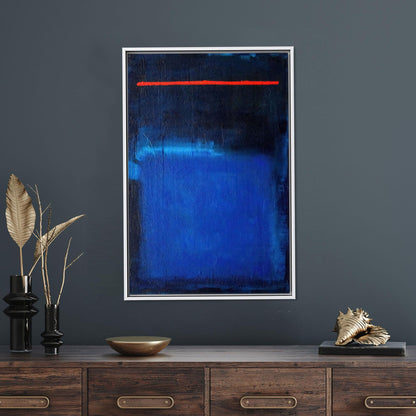 Red Line Accent Dark Blue Canvas Print