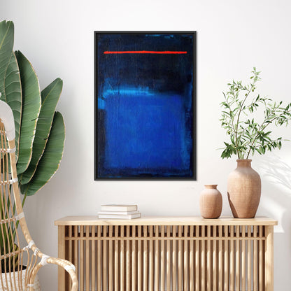 Red Line Accent Dark Blue Canvas Print