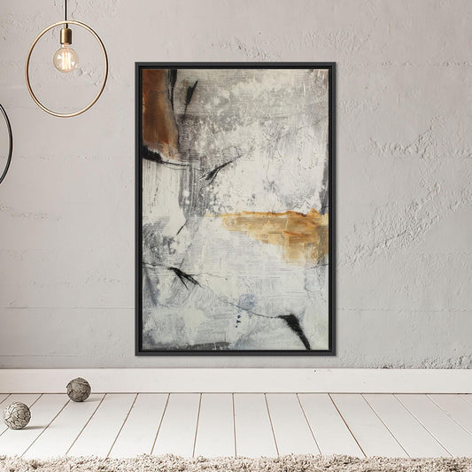 Modern Beige Canvas Wall Art, White Abstract Texture Print for Calm Home Decor