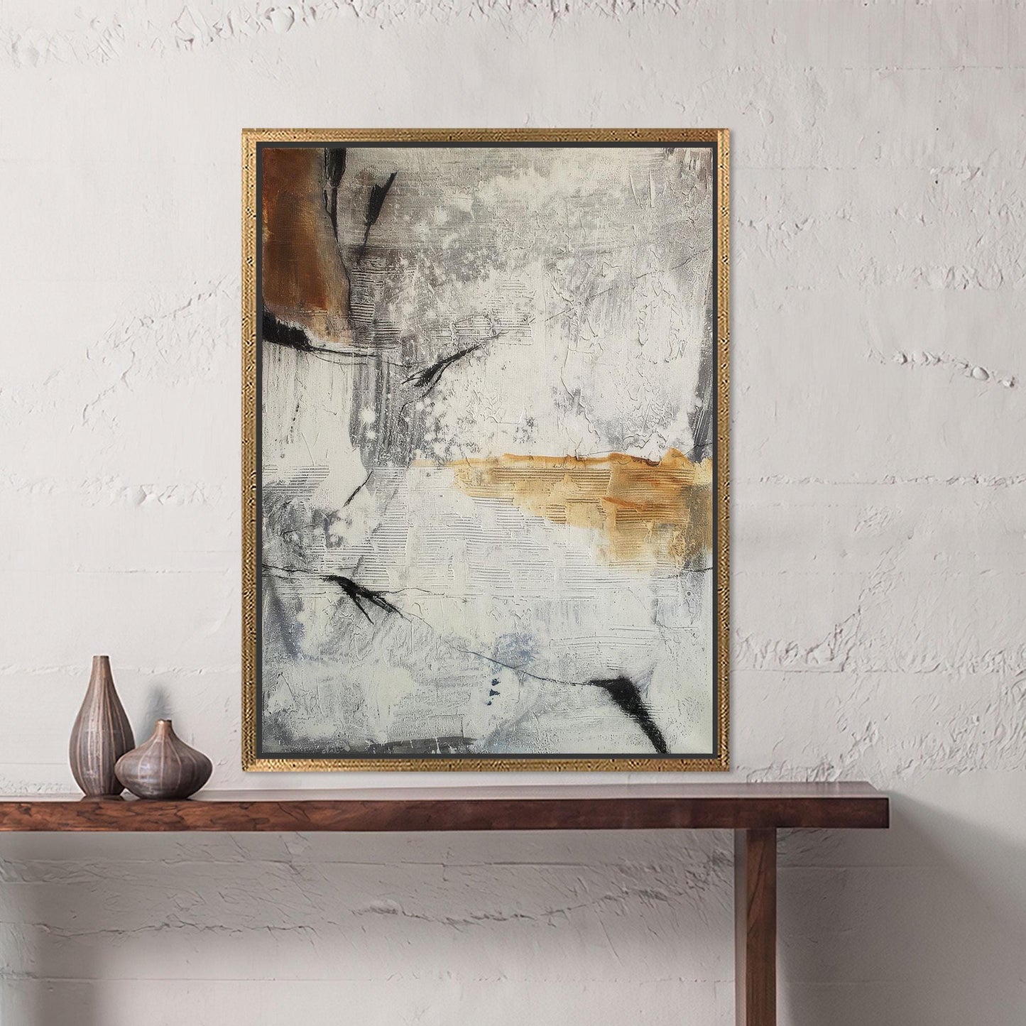 Beige White Abstract Texture Calm Canvas Print