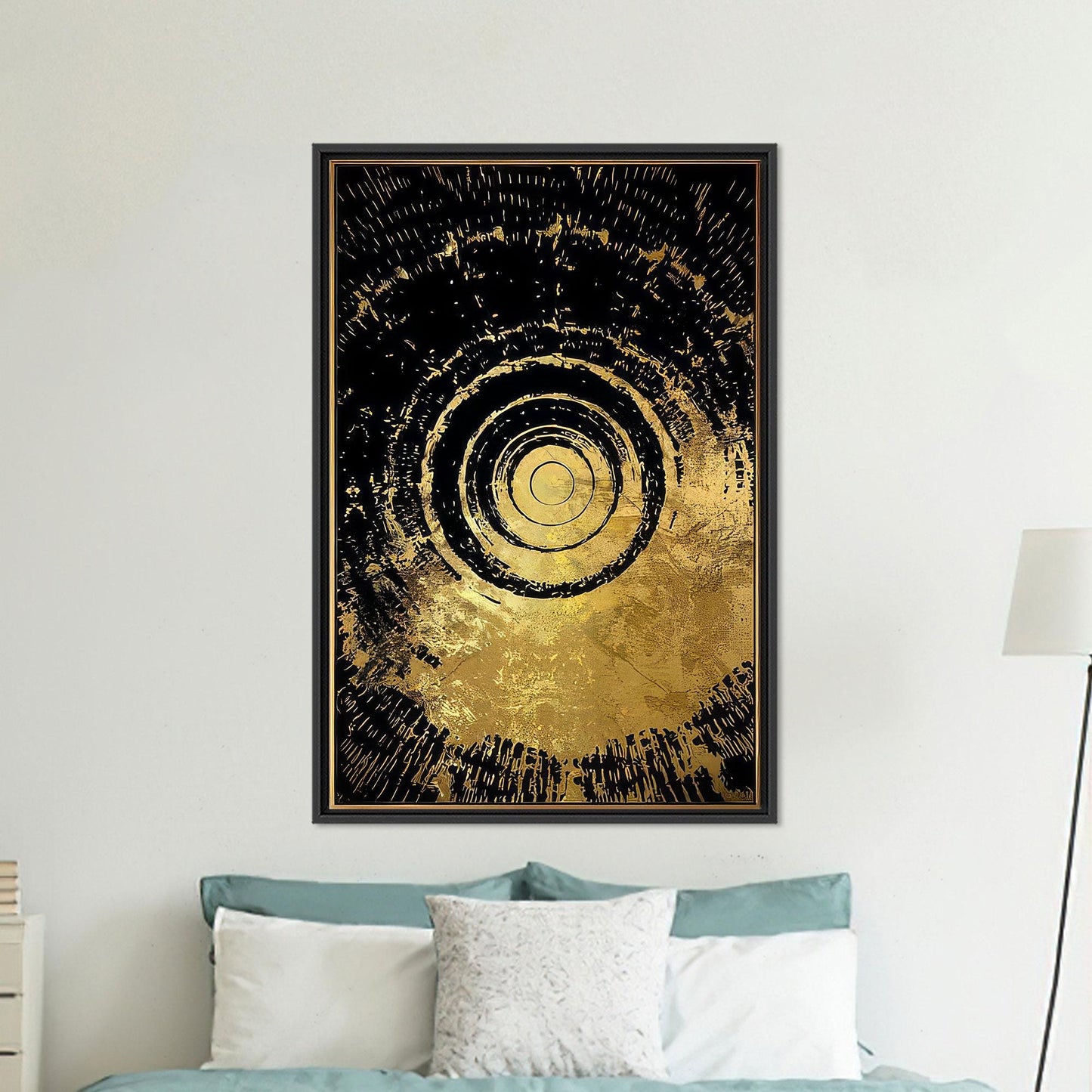 Black Circle Abstract Geometric Rings Canvas Print