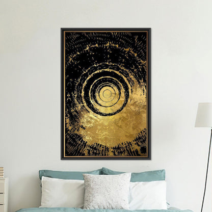 Black Circle Abstract Geometric Rings Canvas Print