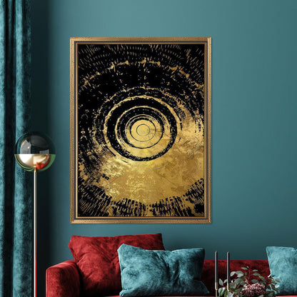 Black Circle Abstract Geometric Rings Canvas Print