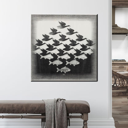 Escher Style Fish and Bird Canvas Print