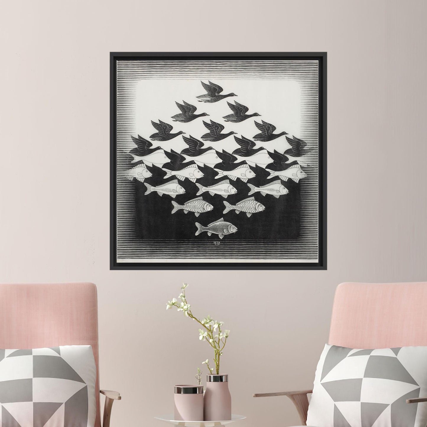 Escher Style Fish and Bird Canvas Print