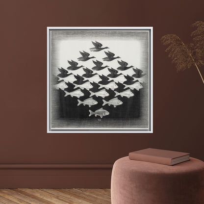 Escher Style Fish and Bird Canvas Print