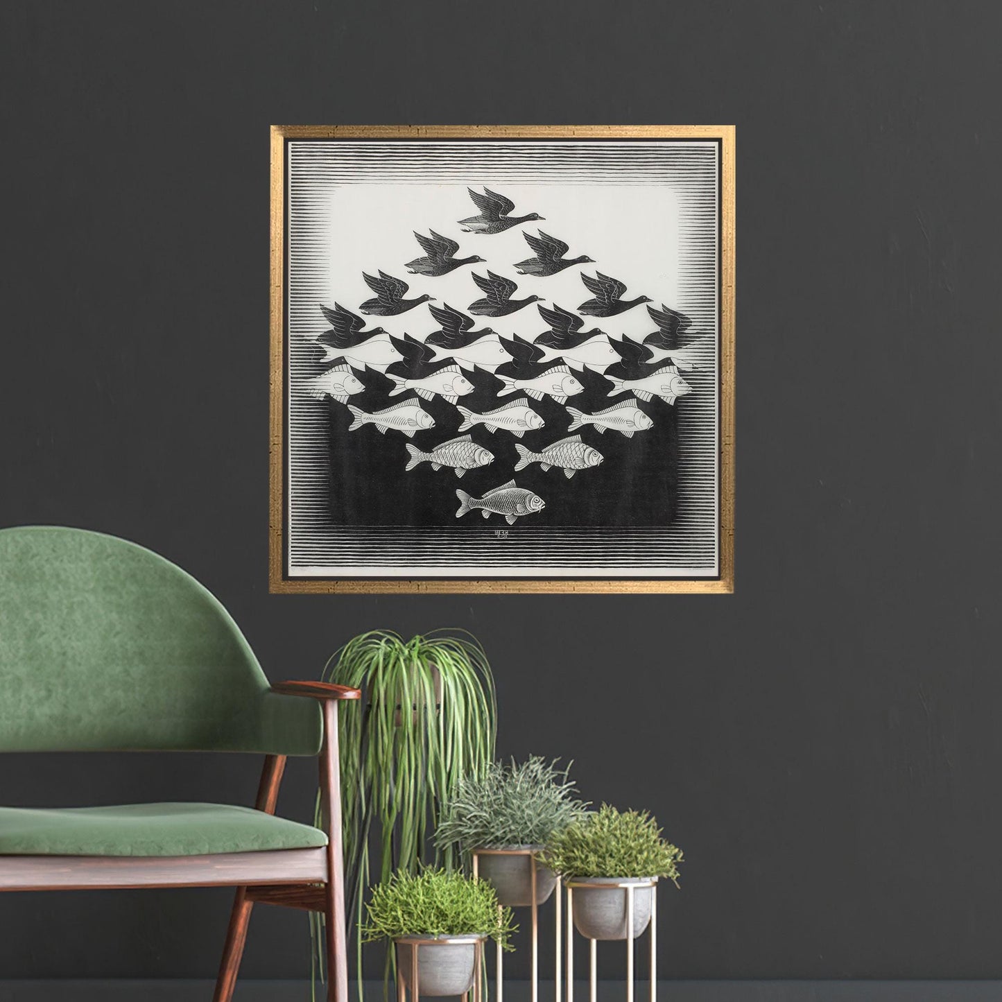 Escher Style Fish and Bird Canvas Print