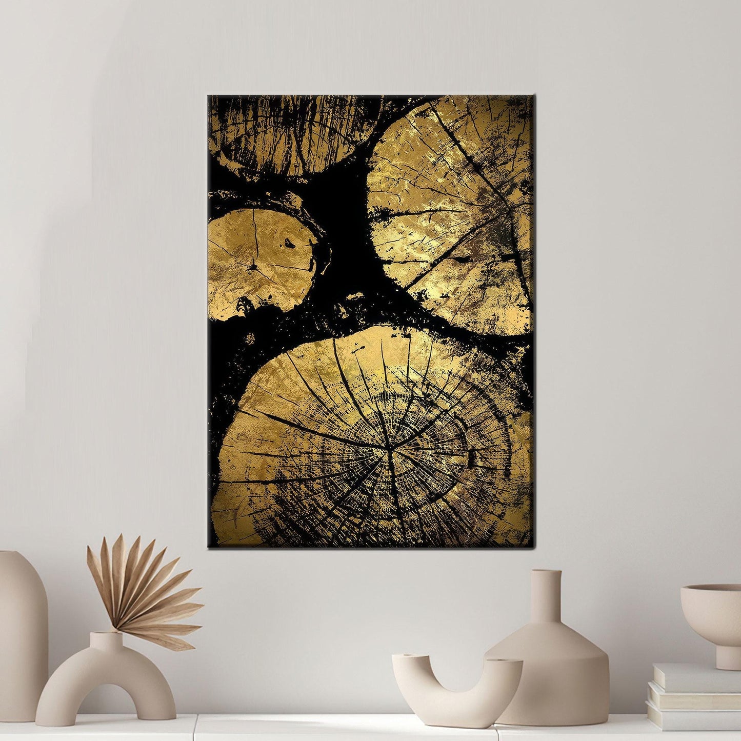 Black and Gold Tree Rings Canvas Print