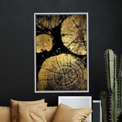 Black and Gold Tree Rings Canvas Print