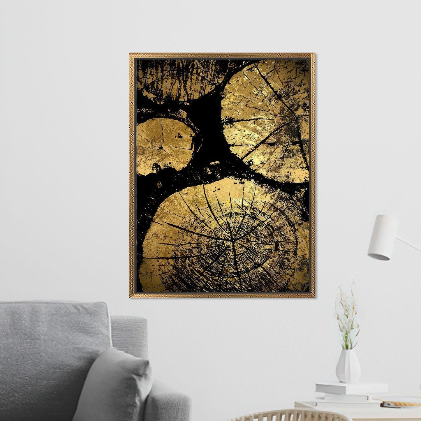 Black and Gold Tree Rings Canvas Print