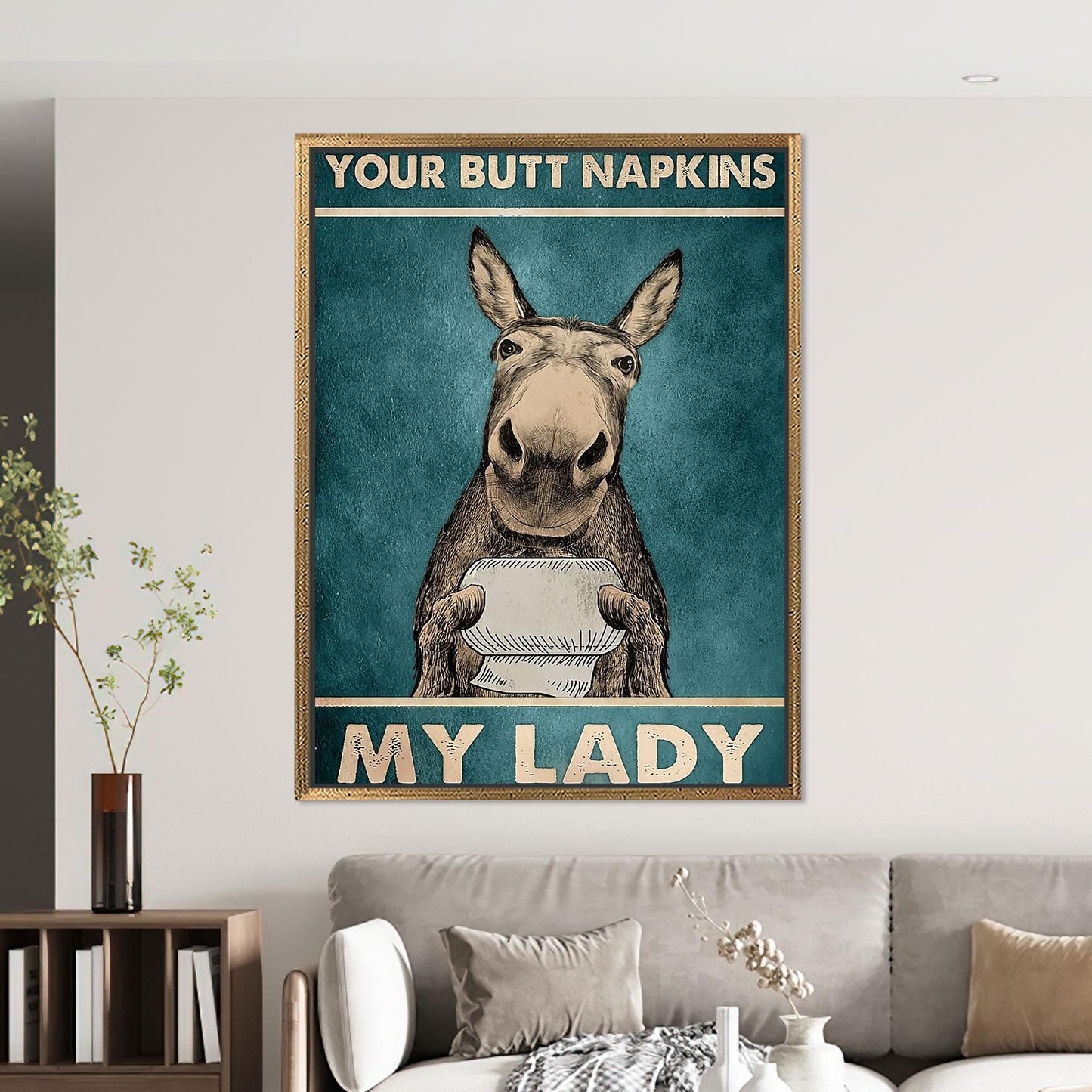 Funny Donkey Bathroom 'your Butt Canvas Print