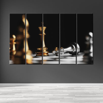 Gold Chess Strategy Minimalist King Canvas Print