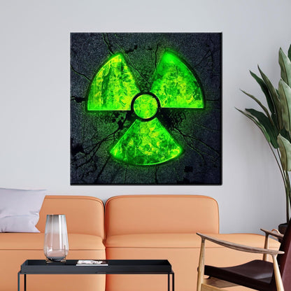Neon Green Radioactive Symbol Futuristic Canvas Print