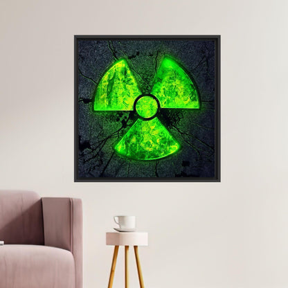 Neon Green Radioactive Symbol Futuristic Canvas Print