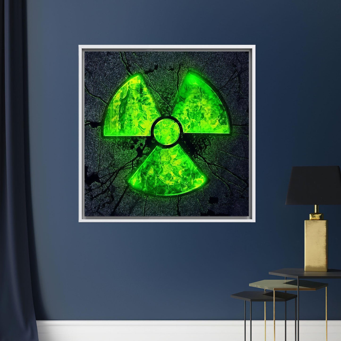 Neon Green Radioactive Symbol Futuristic Canvas Print
