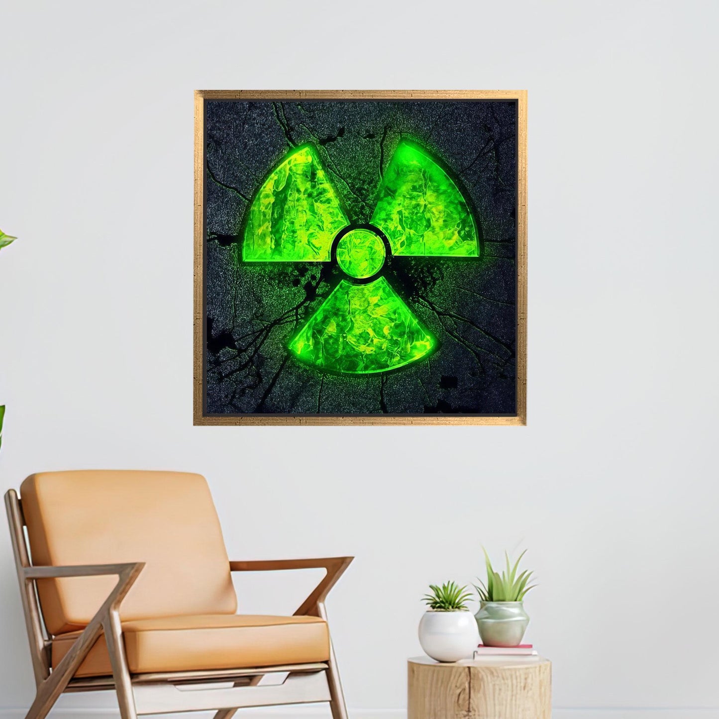 Neon Green Radioactive Symbol Futuristic Canvas Print