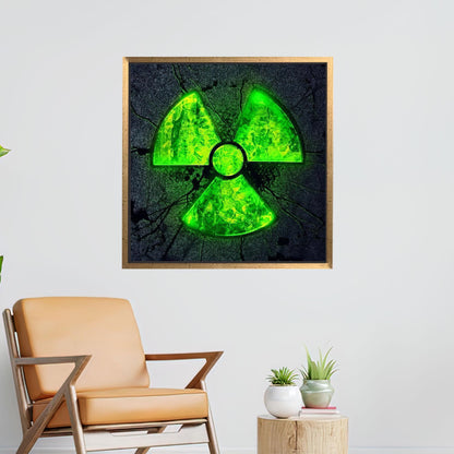 Neon Green Radioactive Symbol Futuristic Canvas Print