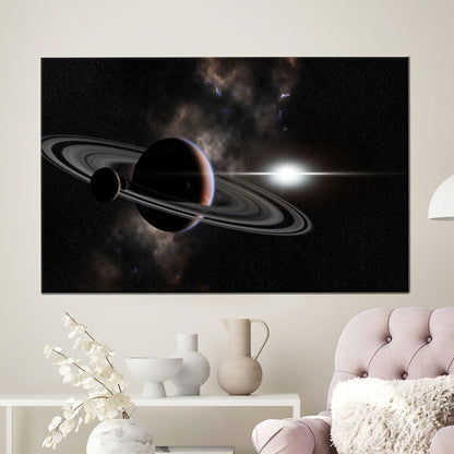 Saturn Space Planet Rings and Canvas Print