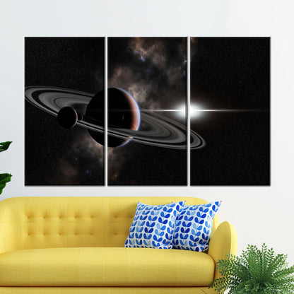 Saturn Space Planet Rings and Canvas Print