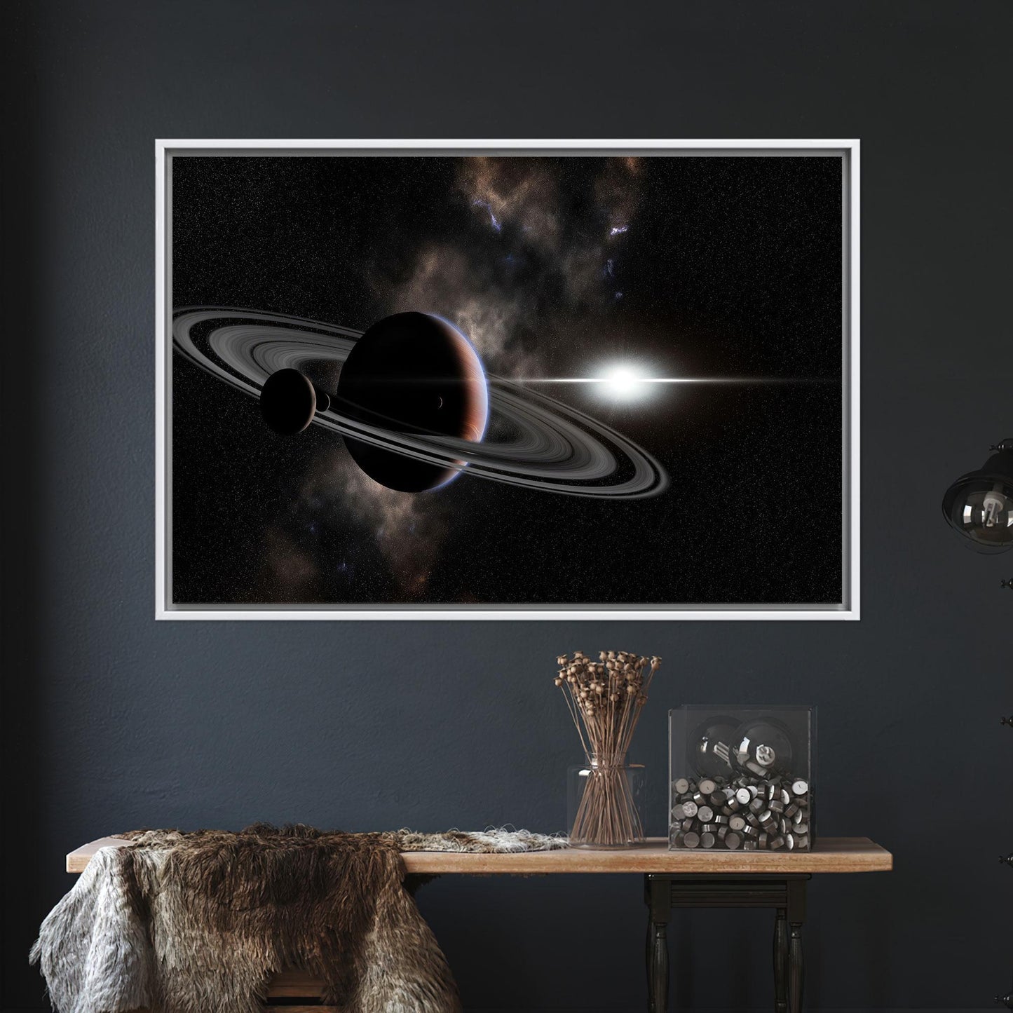 Saturn Space Planet Rings and Canvas Print