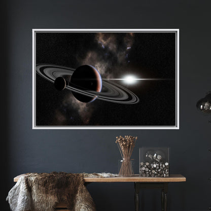 Saturn Space Planet Rings and Canvas Print
