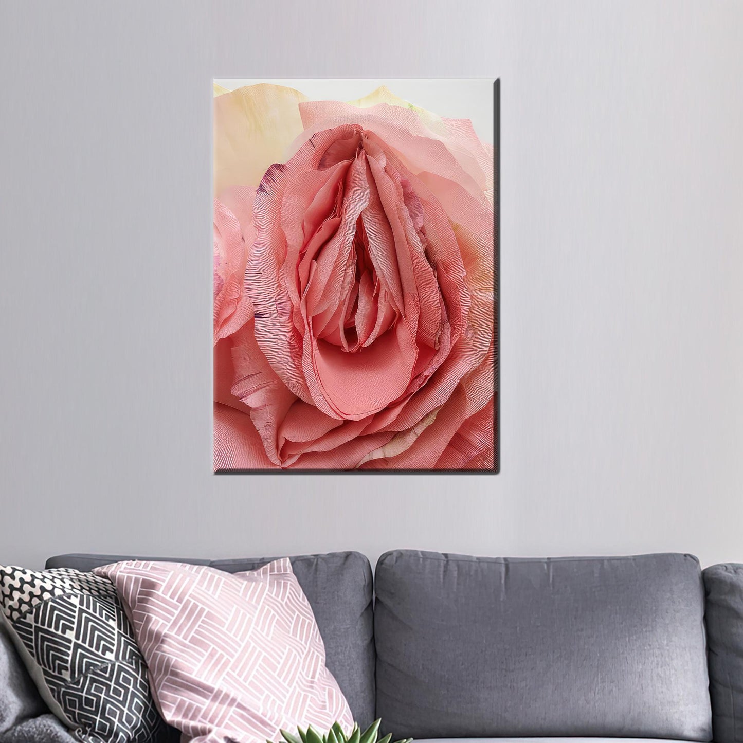 Rose Vagina Nude 3D Effect Canvas Print