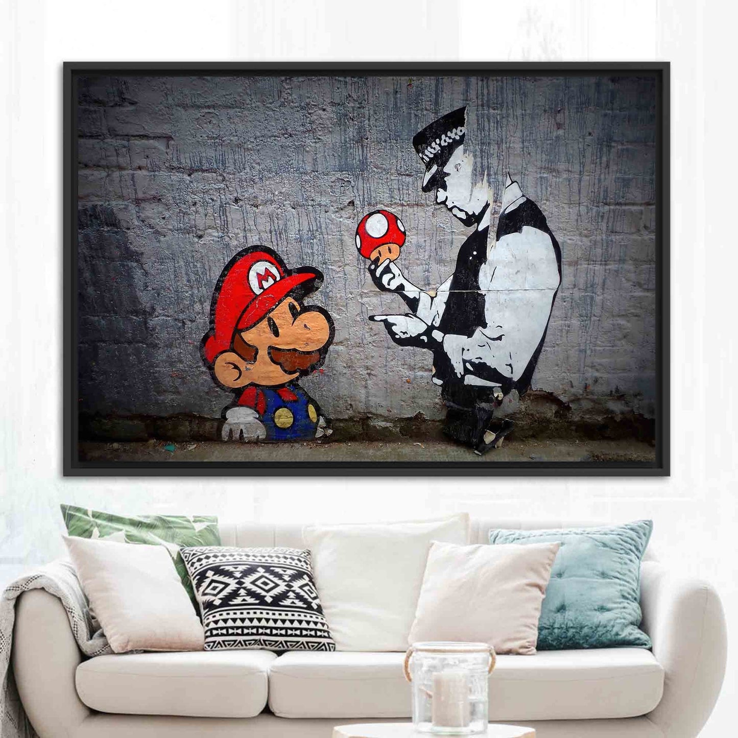 Banksy Mario Graffiti Street Canvas Print
