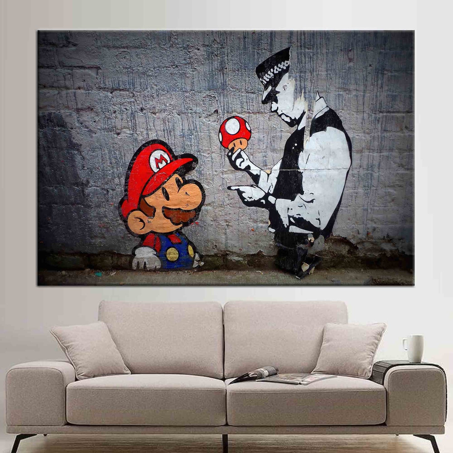 Banksy Mario Graffiti Street Canvas Print