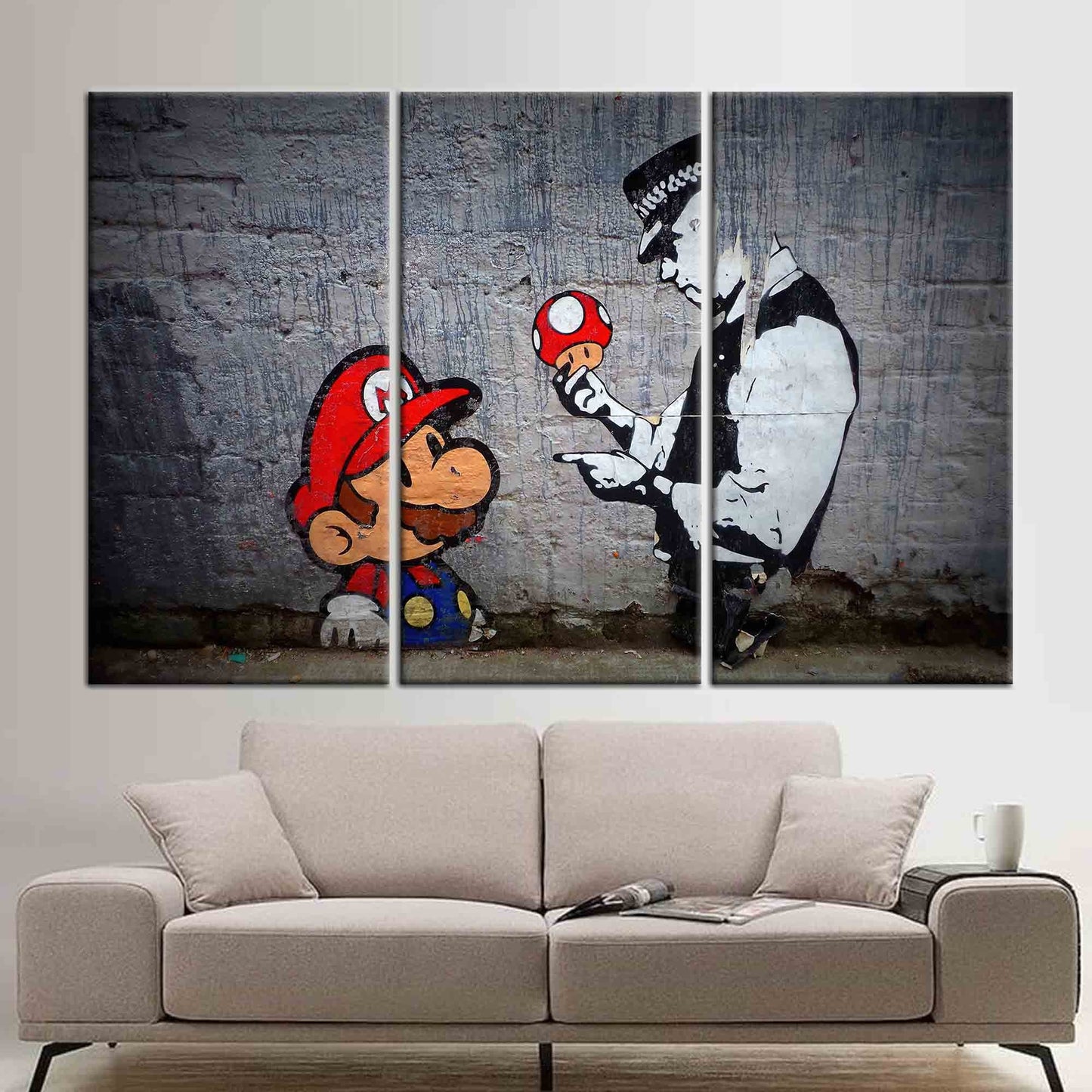 Banksy Mario Graffiti Street Canvas Print