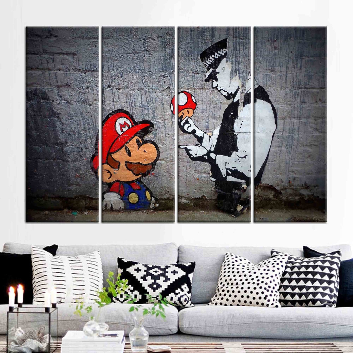 Banksy Mario Graffiti Street Canvas Print