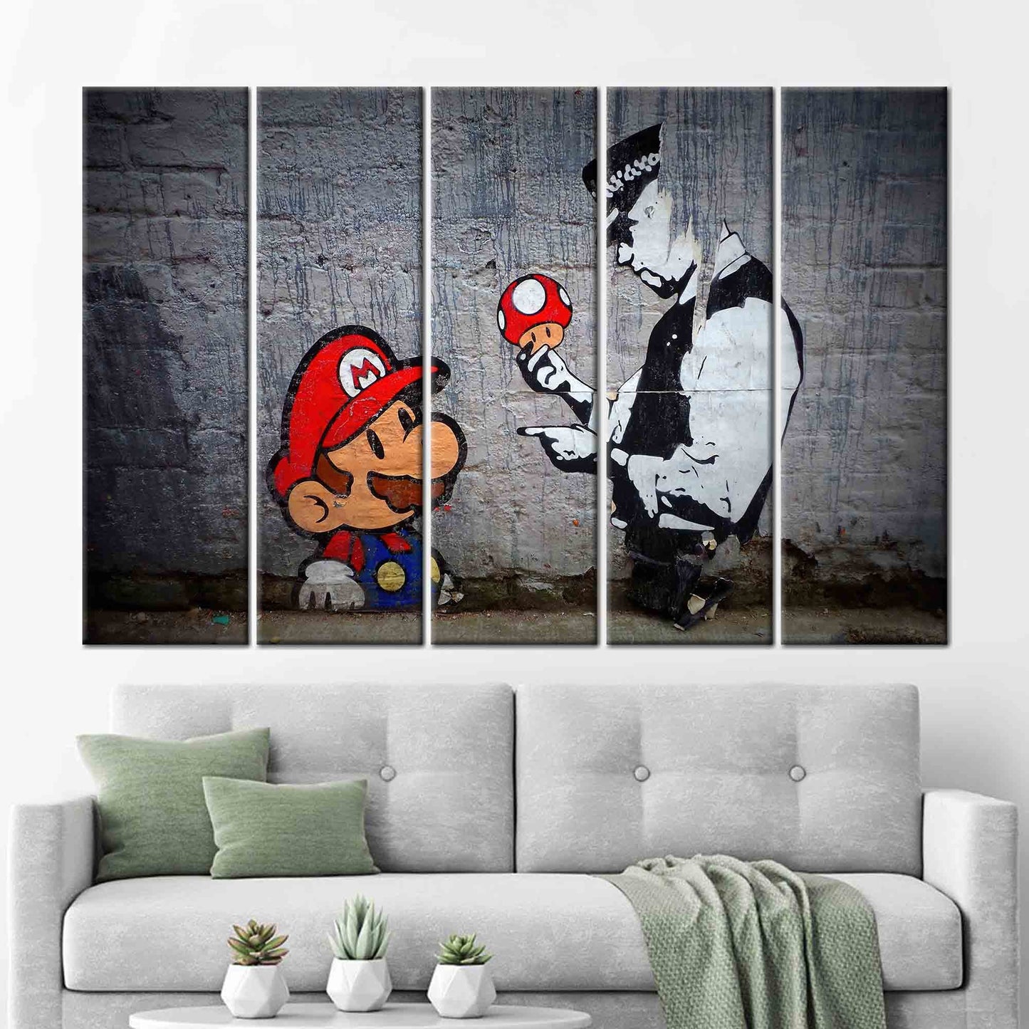 Banksy Mario Graffiti Street Canvas Print