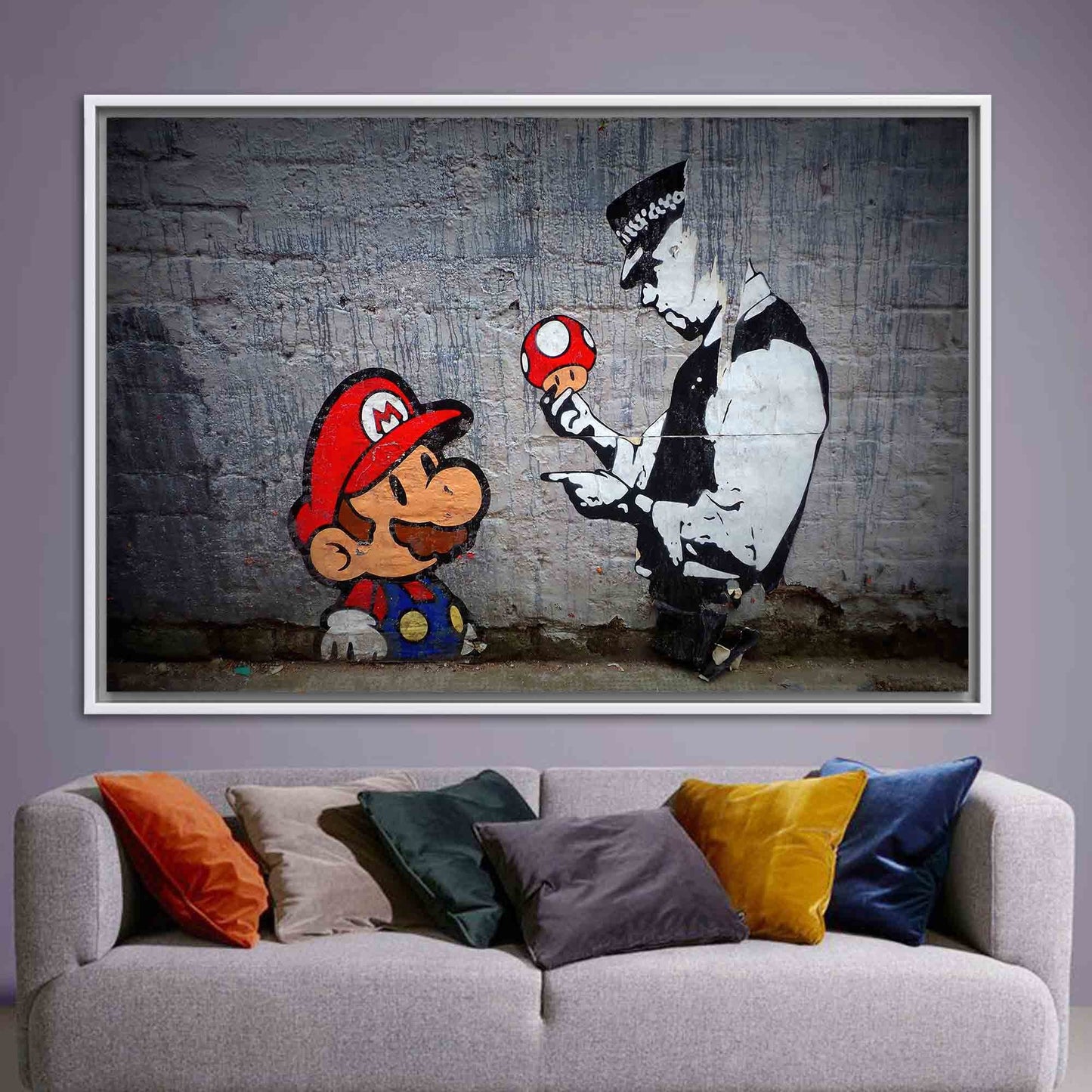 Banksy Mario Graffiti Street Canvas Print