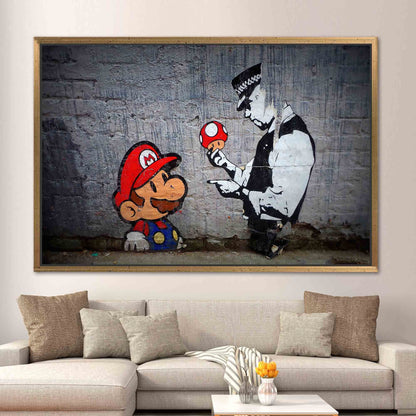 Banksy Mario Graffiti Street Canvas Print