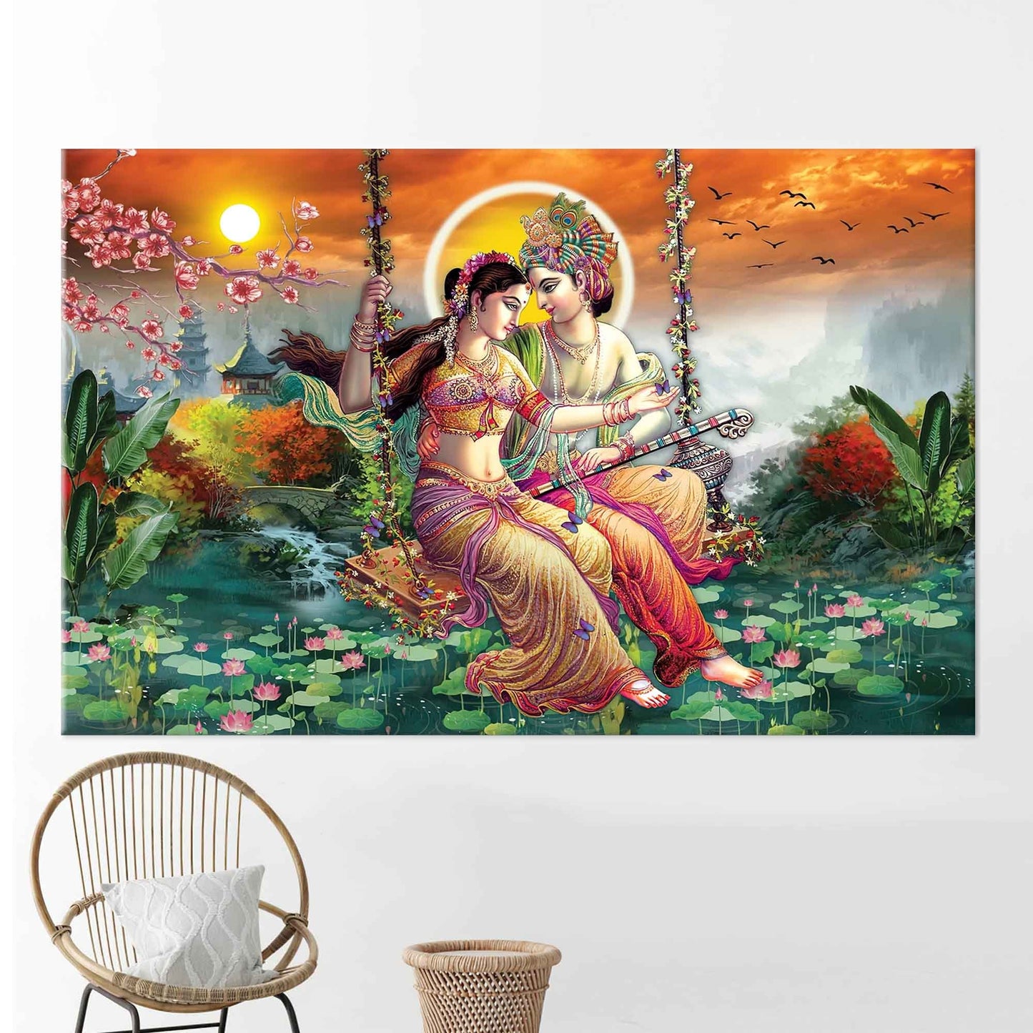 Radha Krishna Hindu Vibrant Indian Canvas Print