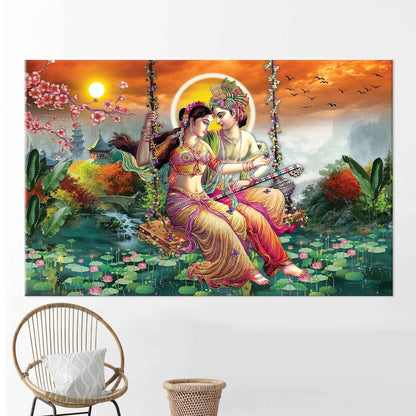 Radha Krishna Hindu Vibrant Indian Canvas Print